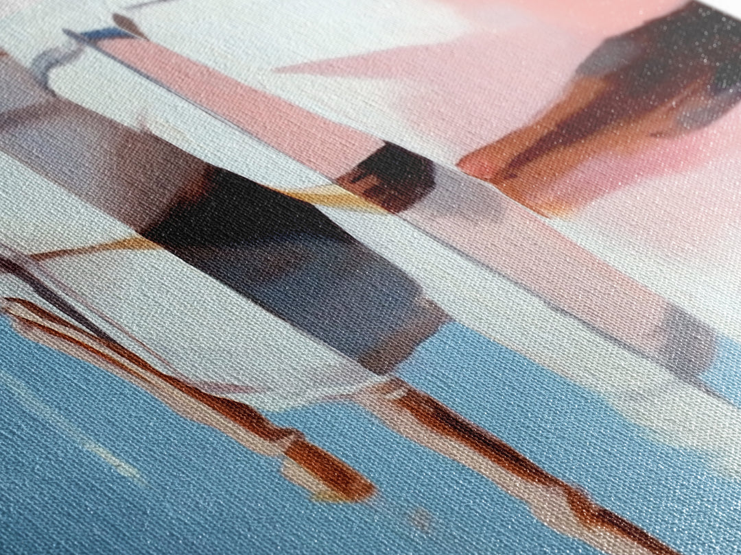 Boats, Reflection, Soft Pastel Aesthetic, Canvas Print, Nautical Wall Art, Minimalist Home Decor, Living Room Accent, Calm Coastal Scene