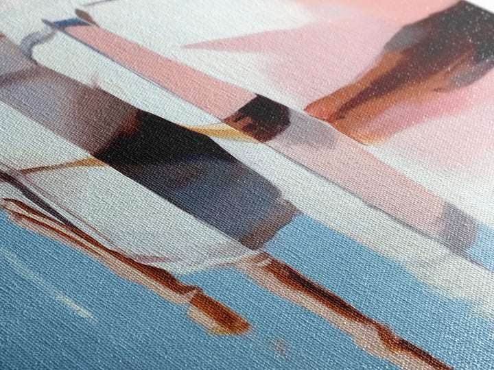 Boats, Reflection, Soft Pastel Aesthetic, Canvas Print, Nautical Wall Art, Minimalist Home Decor, Living Room Accent, Calm Coastal Scene