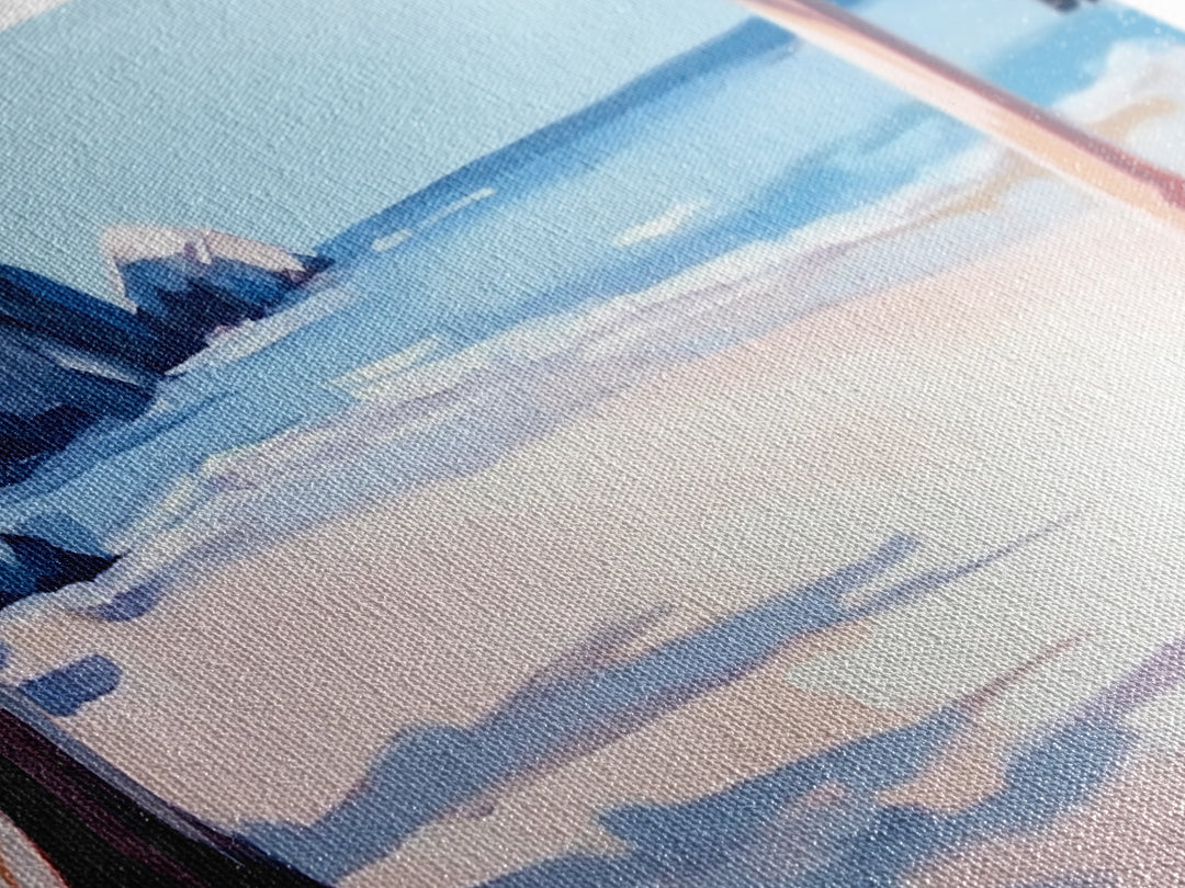 Beach Scene, Palm Trees, Blue Ocean, Canvas Print, Coastal Wall Art, Minimalist Landscape, Living Room Decor, Relaxing Home Aesthetic