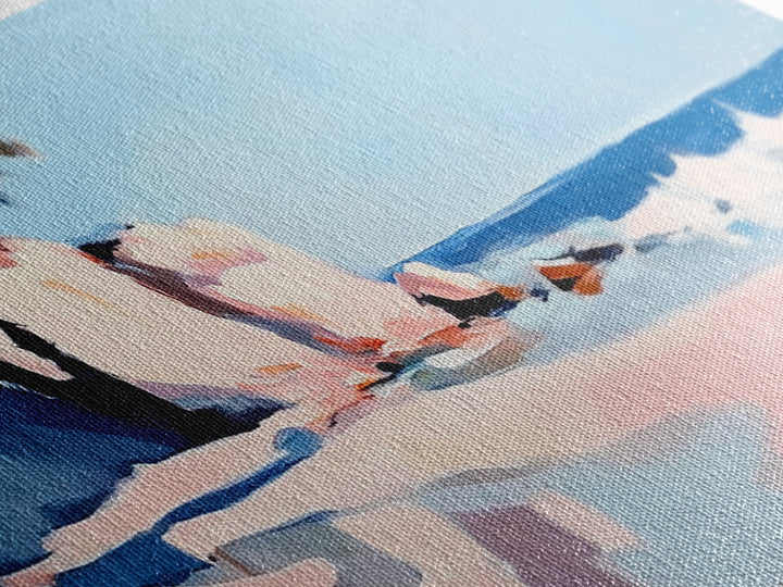 Cliffs, Waves, Pink Sand, Framed Canvas Print, Seascape Wall Art, Coastal Home Decor, Ocean Scene, Pastel Aesthetic, Relaxing Landscape