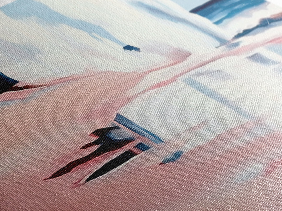 Crashing Waves, Pink and Blue, Coastal Art, Modern Wall Decor, Beach House Aesthetic, Minimalist Surf Art, Canvas Print, Serene Seascape