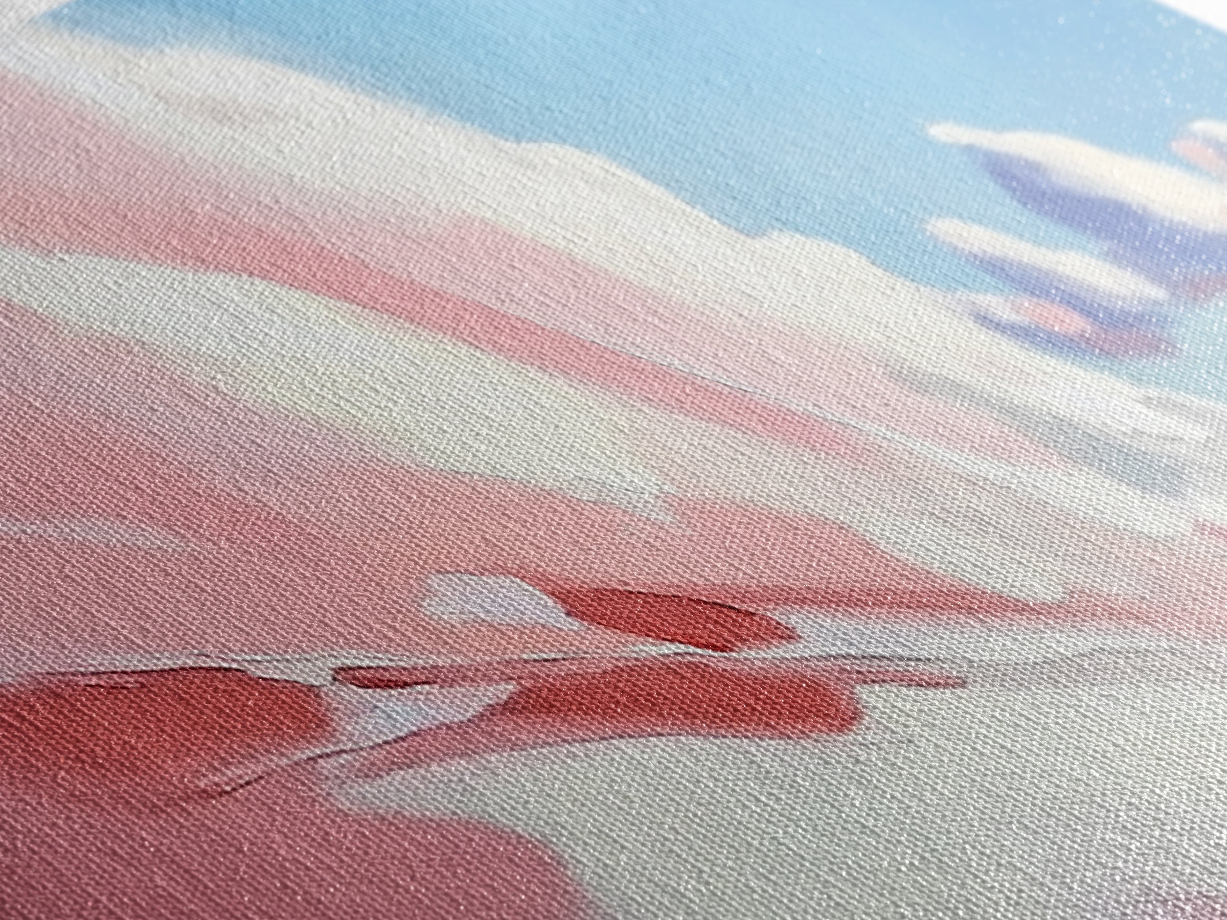 Rolling Waves, Soft Pastel, Modern Coastal Art, Minimalist Ocean Print, Blue and Pink Decor, Relaxing Beach Scene, Canvas Print