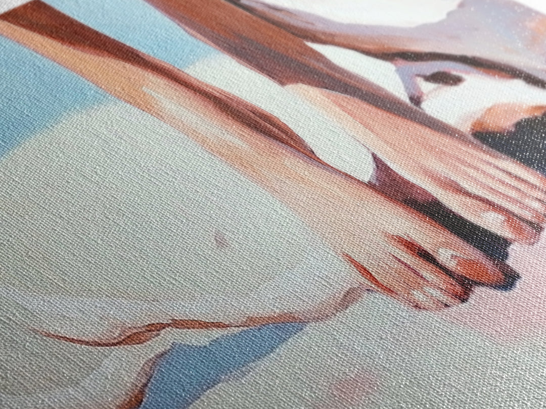 Barefoot Beach, coastal boho wall art, summer relaxation print, modern ocean decor, minimalist nature artwork, framed canvas print