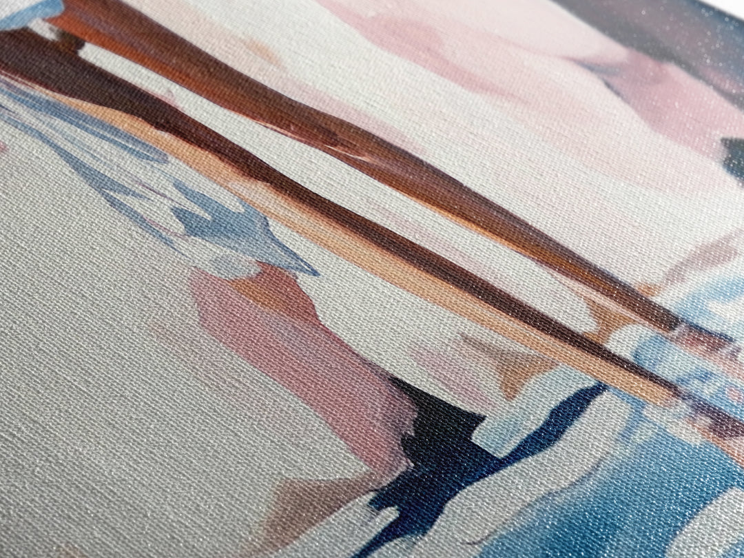 Beach Reflection, Coastal Art, Bedroom Wall Art, Framed Canvas Print, Soft Pastel Tones, Modern Painting, Boho Beach Aesthetic