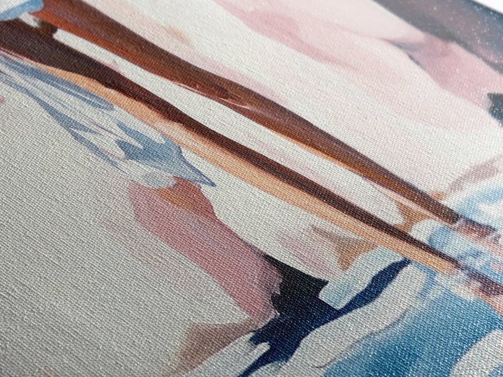 Beach Reflection, Coastal Art, Bedroom Wall Art, Framed Canvas Print, Soft Pastel Tones, Modern Painting, Boho Beach Aesthetic