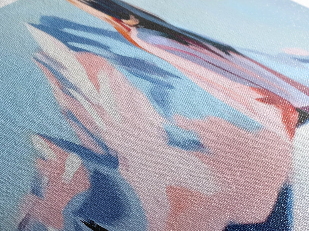 Serene Waters, Abstract Beach, Coastal Vibes, Soft Pastels, Canvas Print, Minimalist Art, Bedroom Wall Art, Contemporary Seascape