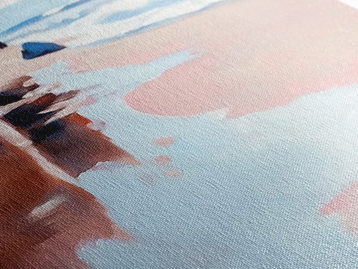 Hand Reflection, Abstract Art, Soft Blues, Pink Hues, Framed Canvas Print, Contemporary Wall Art, Bedroom Decor, Zen Aesthetic