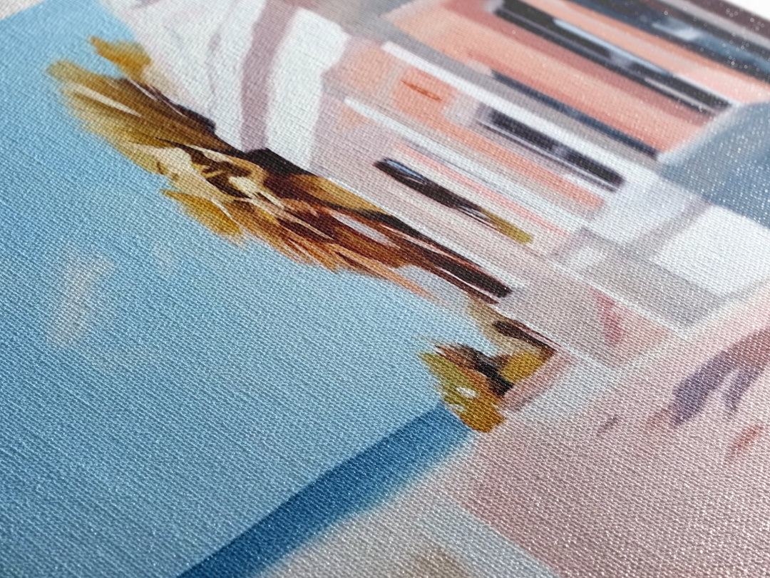 Beach House, Coastal Art, Modern Seascape, Framed Canvas Print, Living Room Wall Art, Pastel Ocean, Minimalist Decor, Nautical Home