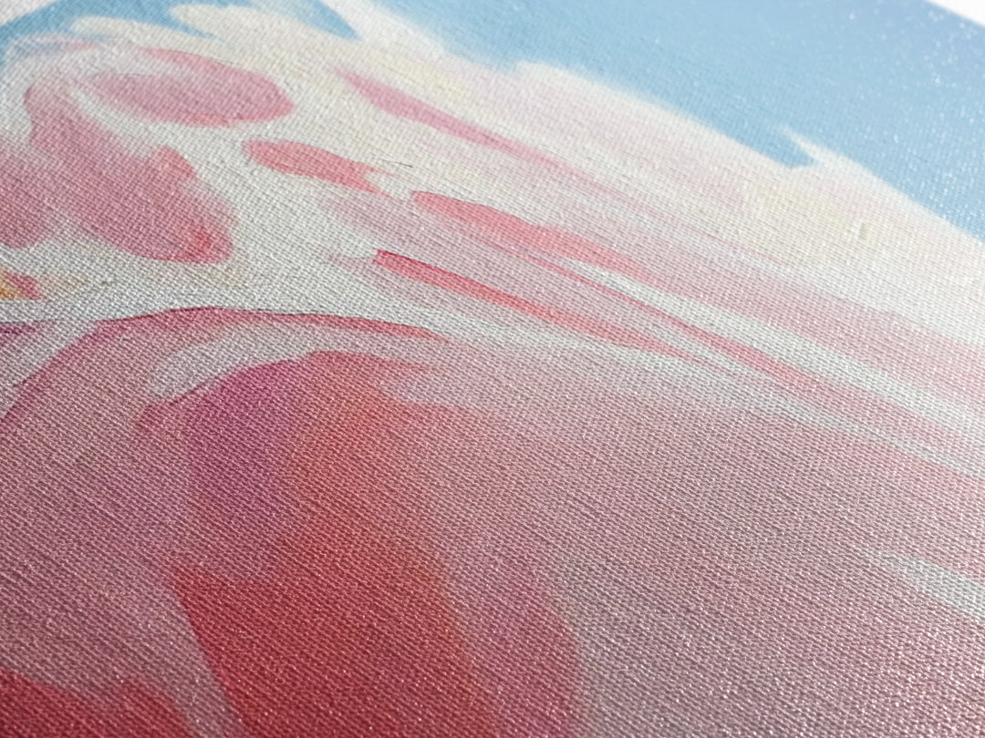 Abstract Floral Art, Soft Pink Flowers, Boho Home Decor, Minimalist Framed Canvas Print, Elegant Wall Art, Feminine Bedroom Painting