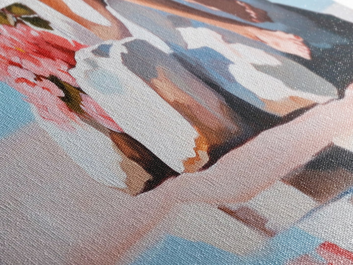 Beach Blossom Scene, Floral Coastal Art, Pastel Summer Vibes, Nature Wall Decor, Soft Aesthetic, Canvas Print, Bedroom Wall Art