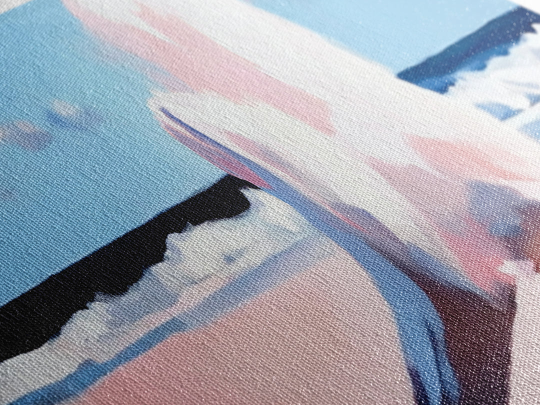 Crashing Waves, Ocean Seascape, Coastal Painting, Pastel Beach Decor, Minimalist Art, Nautical Wall Print, Living Room Art, Canvas Print