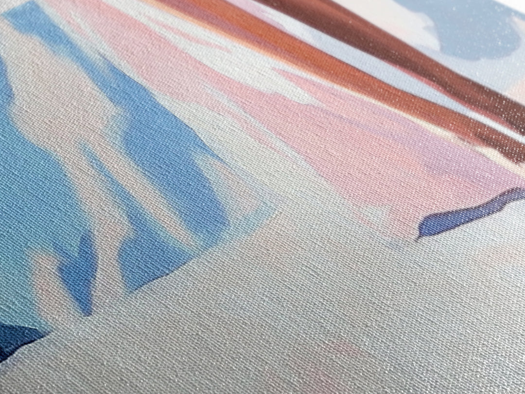 Barefoot Walk, Snowy Path, Winter Serenity, Canvas Print, Soft Pastel Art, Minimalist Aesthetic, Cozy Wall Art, Feminine Decor