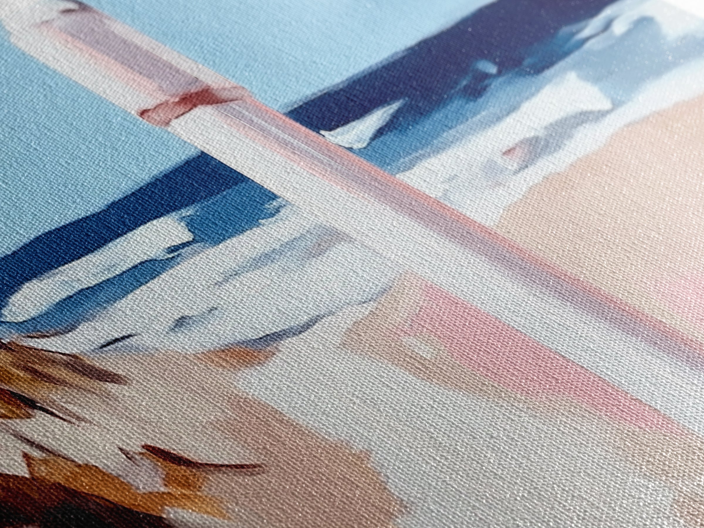 Beach Fence Painting, Coastal Scene Print, Ocean Art, Minimalist Seascape, Large Canvas Print, Living Room Wall Decor, Nautical Art