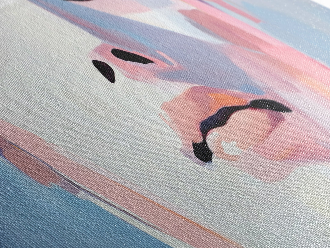 Abstract Mask Art, Portrait Painting, Soft Pastel Expression, Unique Wall Decor, Large Canvas Print, Minimalist Home Art, Boho Aesthetic