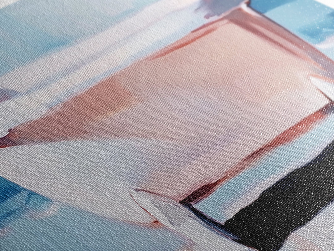 Clawfoot Tub, Coastal Art, Bathroom Wall Art, Modern Decor, Minimalist Painting, Ocean Art, Beach House, Framed Canvas Print