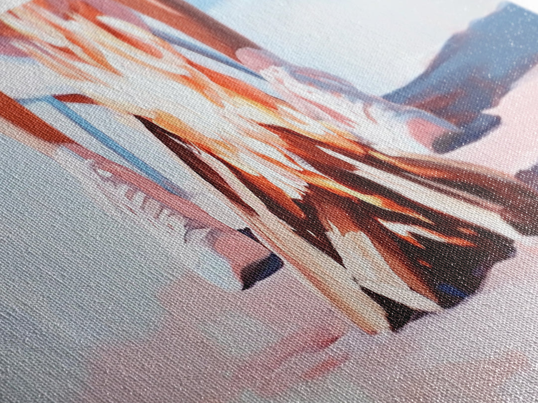 Campfire Scene, Autumn Night Art, Outdoor Adventure, Canvas Print, Rustic Home Decor, Cozy Warmth, Minimalist Fire Painting