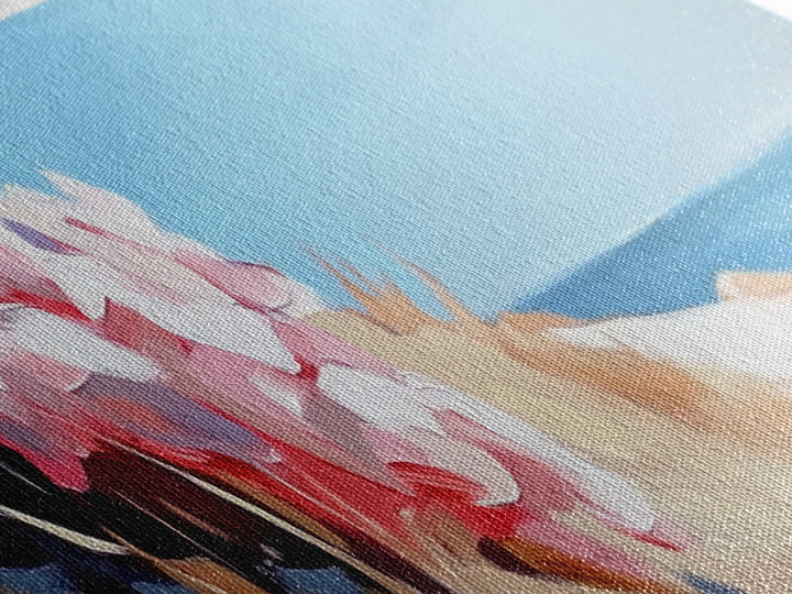 Beach Flowers, Coastal Blossoms, Summer Landscape, Framed Canvas Print, Boho Wall Art, Seaside Painting, Nature Home Decor