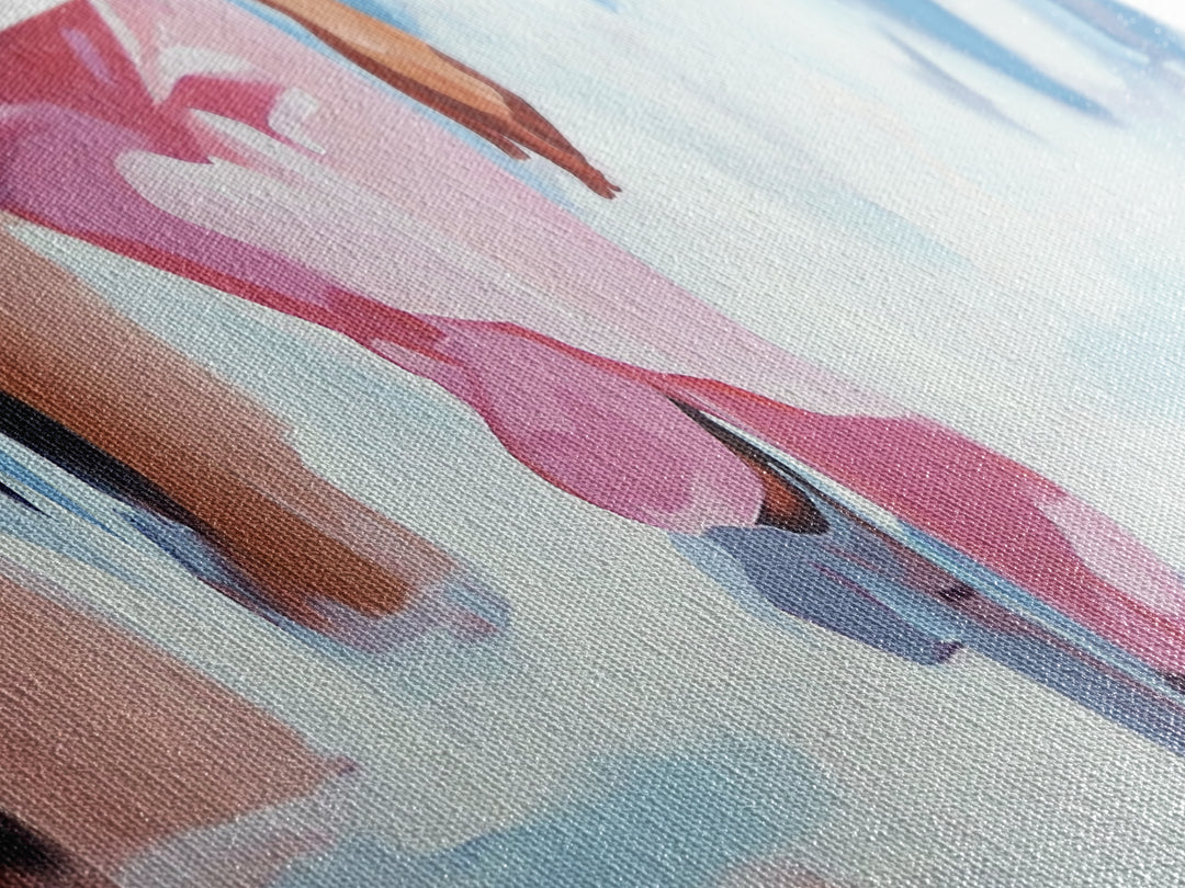 Beach Walk, Coastal Wall Art, Seascape Painting, Soft Pastel Home Decor, Minimalist Beach Aesthetic, Framed Canvas Print, Ocean Art