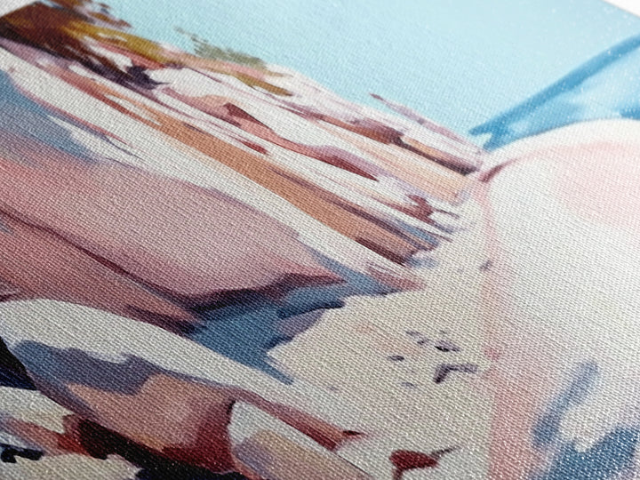 Cliffside Walk, Coastal Landscape Art, Peaceful Beach Scene, Nature Painting, Seaside Decor, Framed Canvas Print, Living Room Wall Art