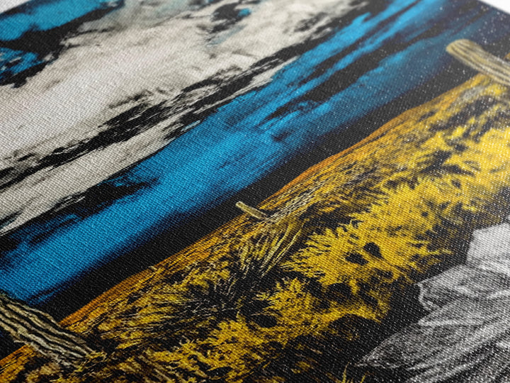 Desert Bloom, Cactus Flower Art, Southwest Landscape, Canvas Print, Bold Nature Decor, Modern Wall Art, Living Room Artwork