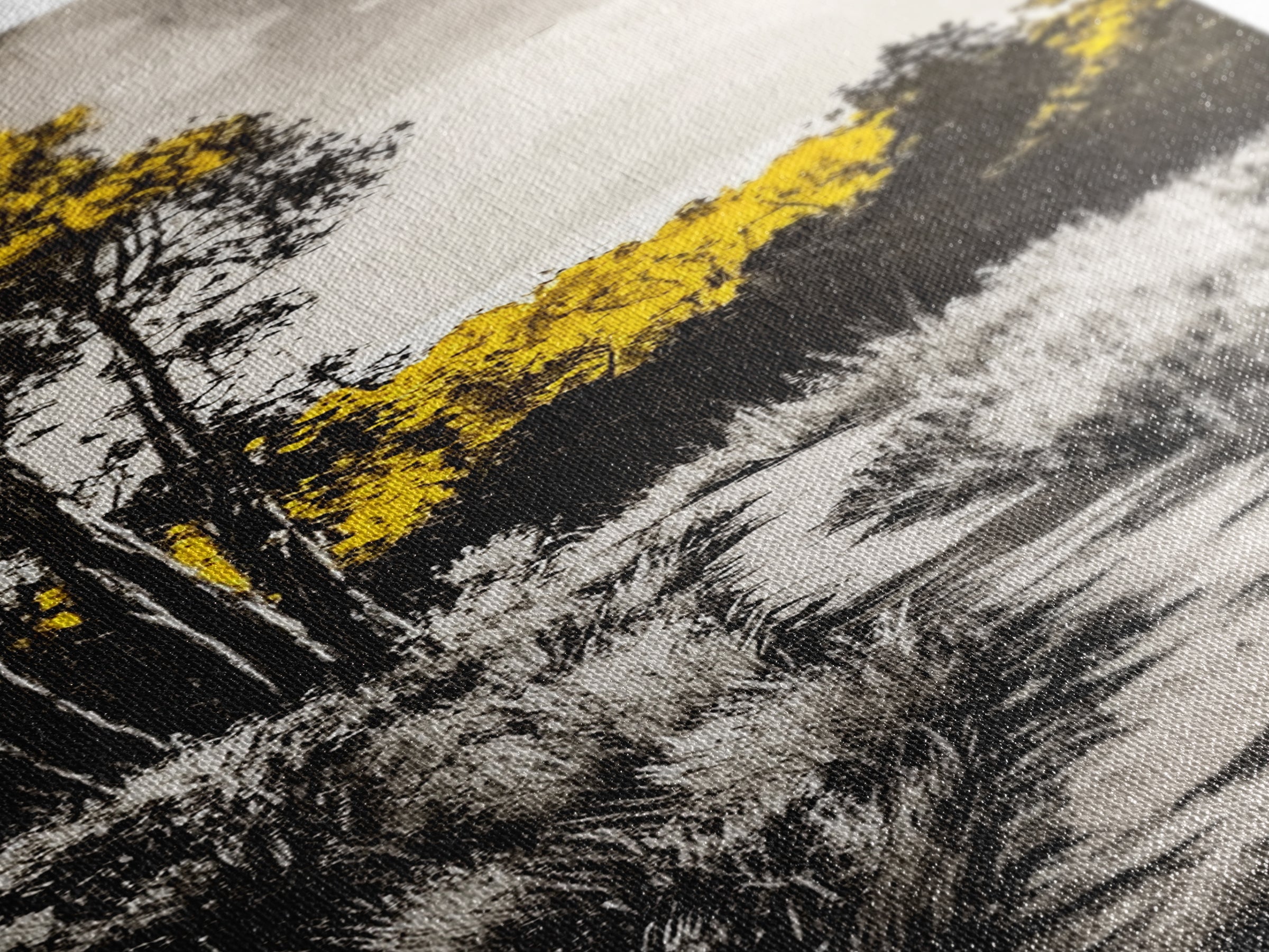 Autumn Trail, Golden Trees, Rustic Nature, Framed Canvas Print, Fall Wall Art, Country Home Decor, Warm Landscape Painting, Bedroom Art