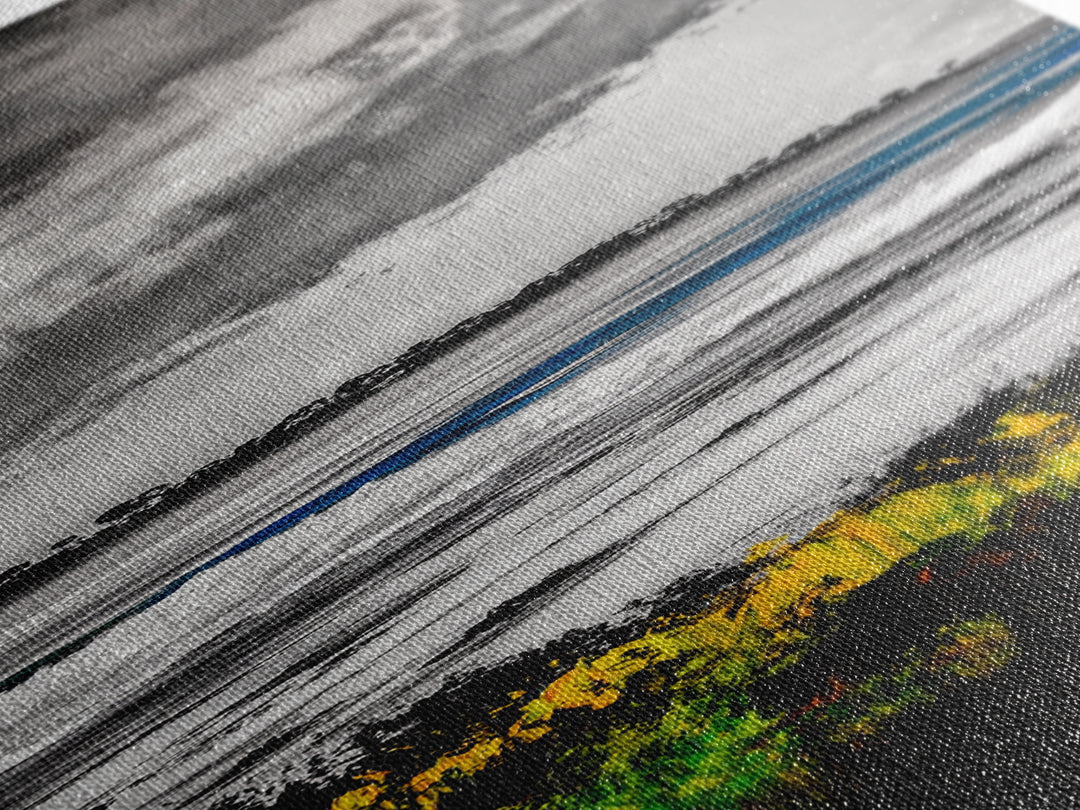 Coastal Horizon, Abstract Seascape Painting, Beach Wall Art, Framed Canvas Print, Office Decor, Ocean Waves Artwork, Living Room Art