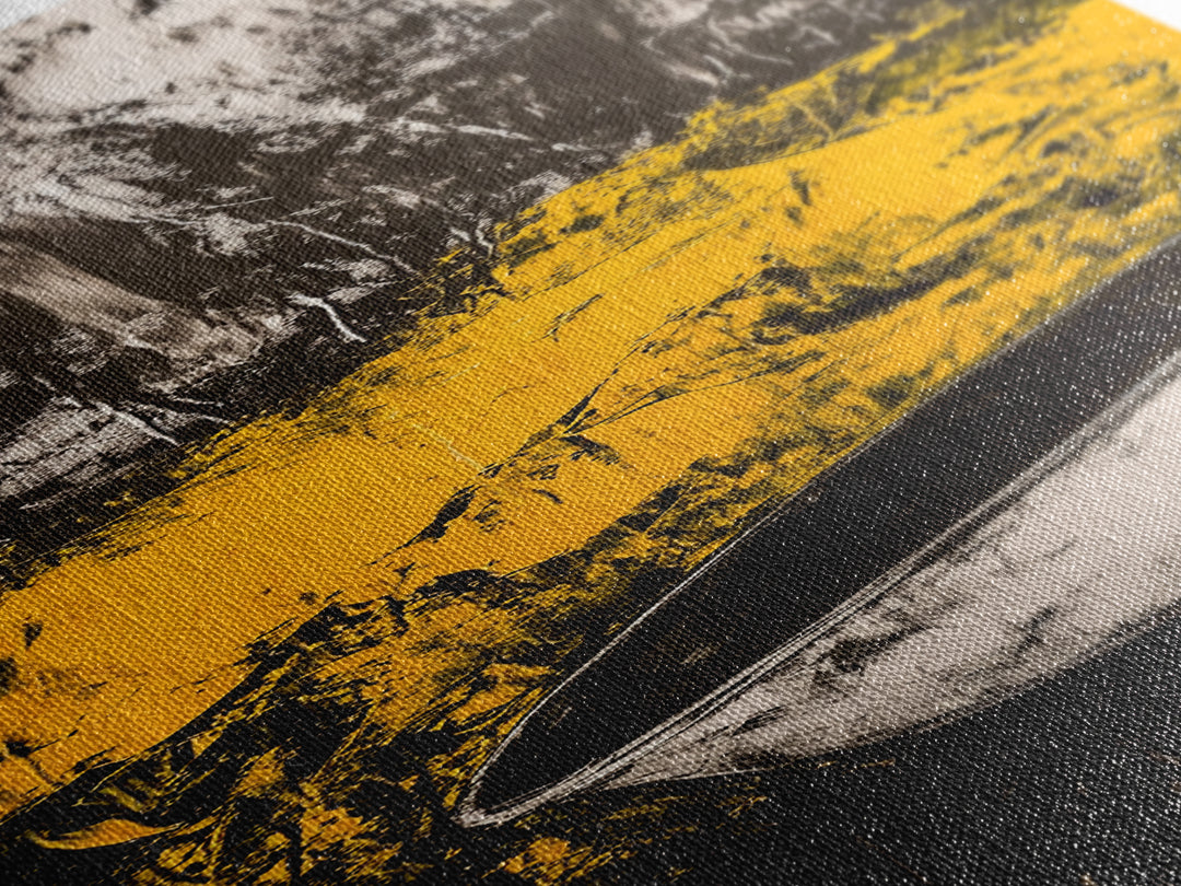 Abstract Yellow, Bold Modern Art, Textured Expressionist, High Contrast Decor, Contemporary Wall Accent, Framed Canvas Print