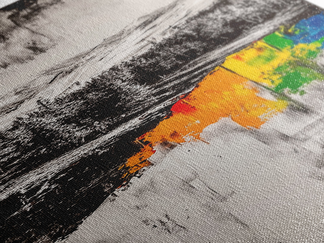 Autumn Hills, Colorful Fall Landscape, Rustic Cabin Art, Modern Impressionist, Vibrant Nature Scene, Canvas Print