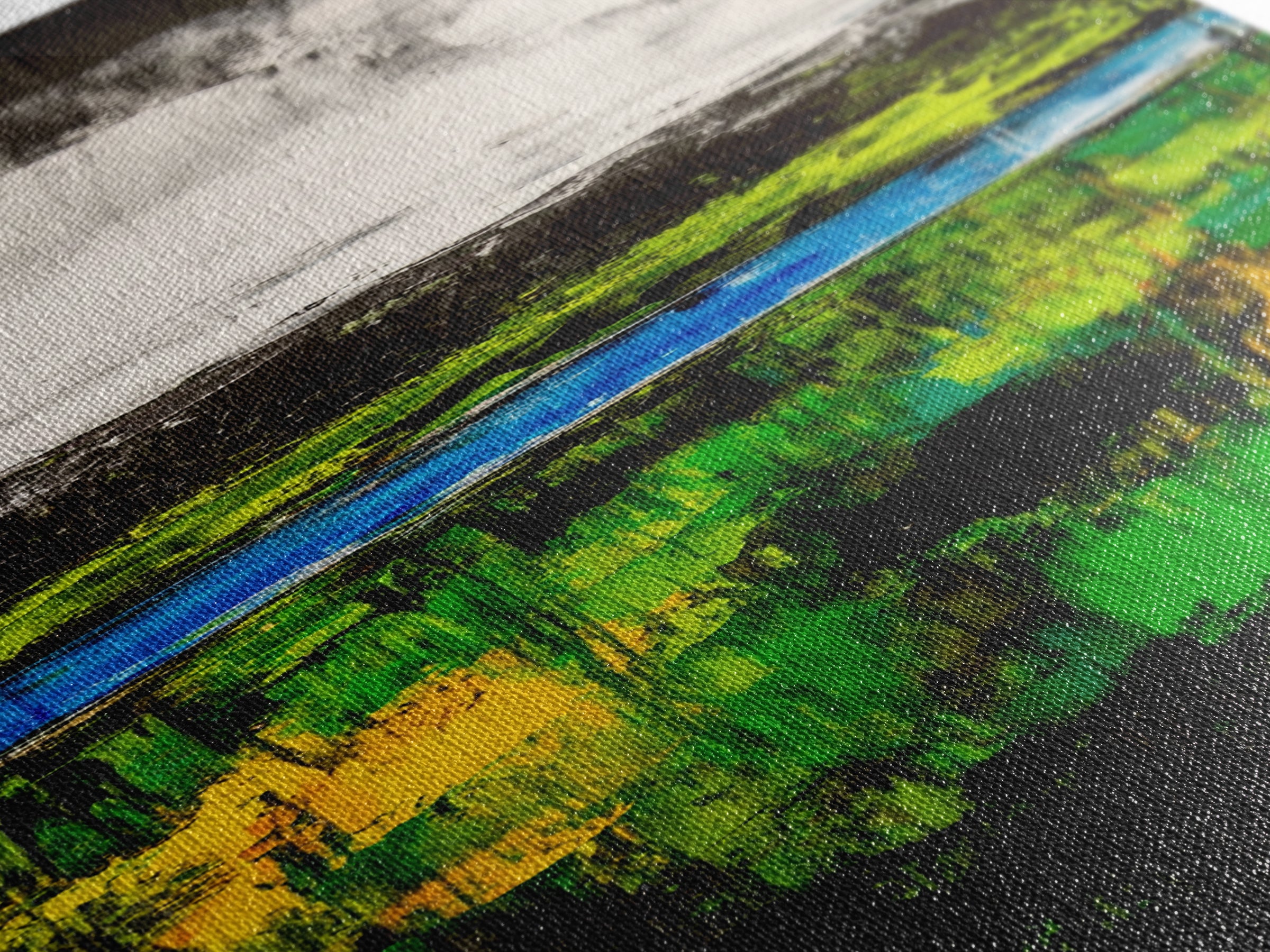 Abstract Landscape, Green Blue Art, Modern Wall Art, Framed Canvas Print, Office Decor, Large Artwork, Living Room Art, Minimalist Art