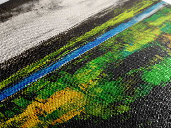 Abstract Landscape, Green Blue Art, Modern Wall Art, Framed Canvas Print, Office Decor, Large Artwork, Living Room Art, Minimalist Art