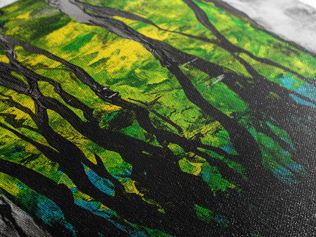 Abstract Forest, Green Nature, Textured Painting, Boho Wall Art, Canvas Print, Modern Home Decor, Living Room Art, Earthy Tones