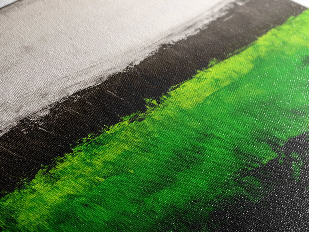Abstract Green Field, Minimalist Landscape Painting, Modern Nature Art, Canvas Print, Vibrant Green Wall Decor, Contemporary Home Art