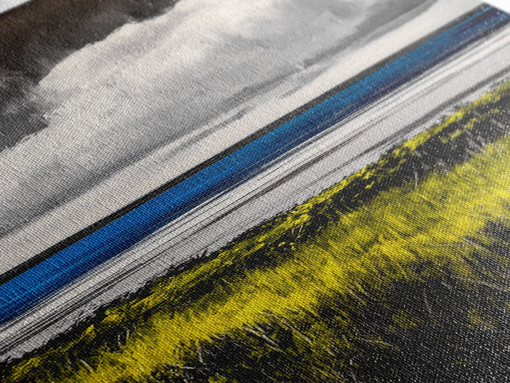 Coastal Field, Dramatic Clouds, Moody Landscape Art, Nature Inspired Decor, Framed Canvas Print, Entryway Wall Art, Modern Farmhouse Art