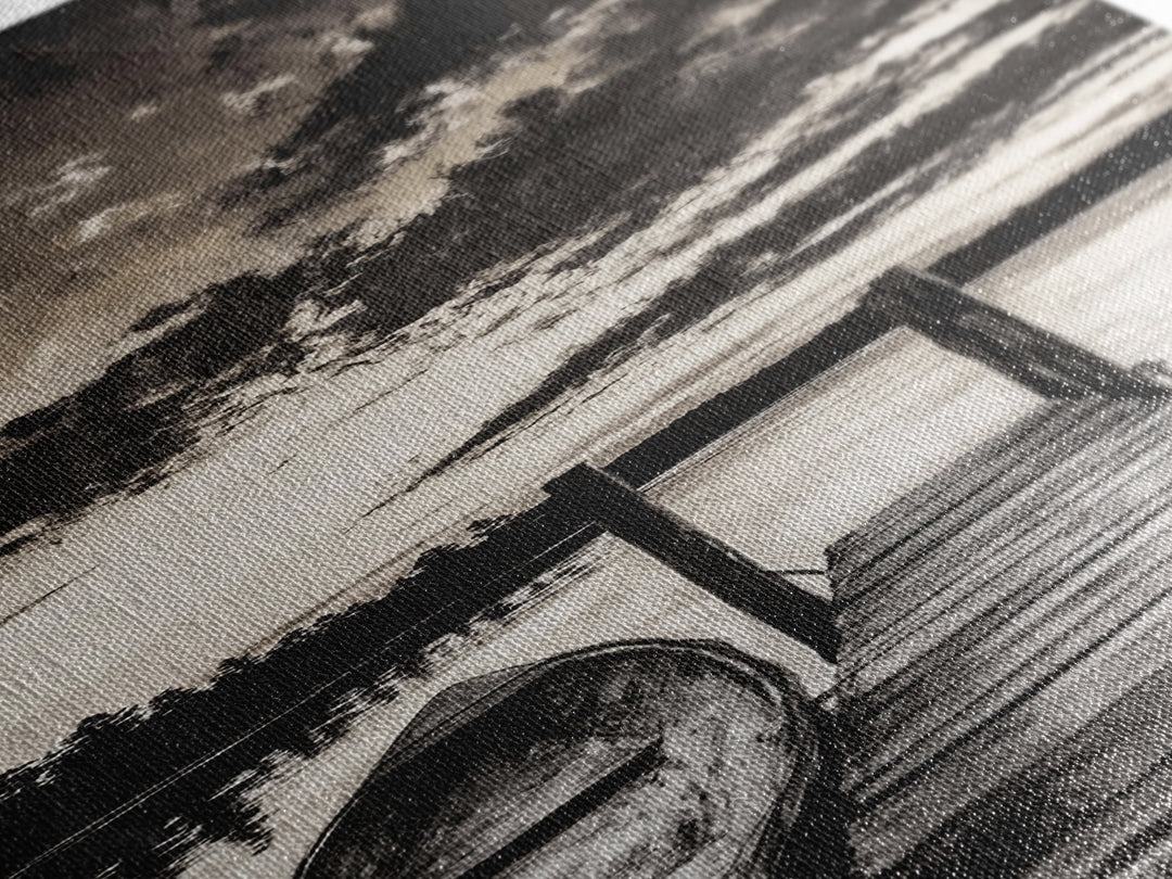 Black and White Seascape, Ocean Wave Painting, Minimalist Coastal Wall Decor, Beach House Artwork, Living Room Art, Framed Canvas Print