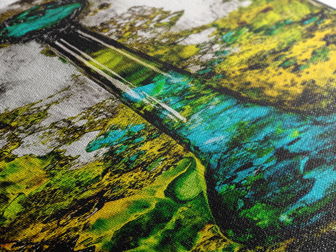 Abstract Glass Art, Fluid Painting Print, Green and Blue Modern Art, Contemporary Wall Decor, Unique Home Accent, Canvas Print