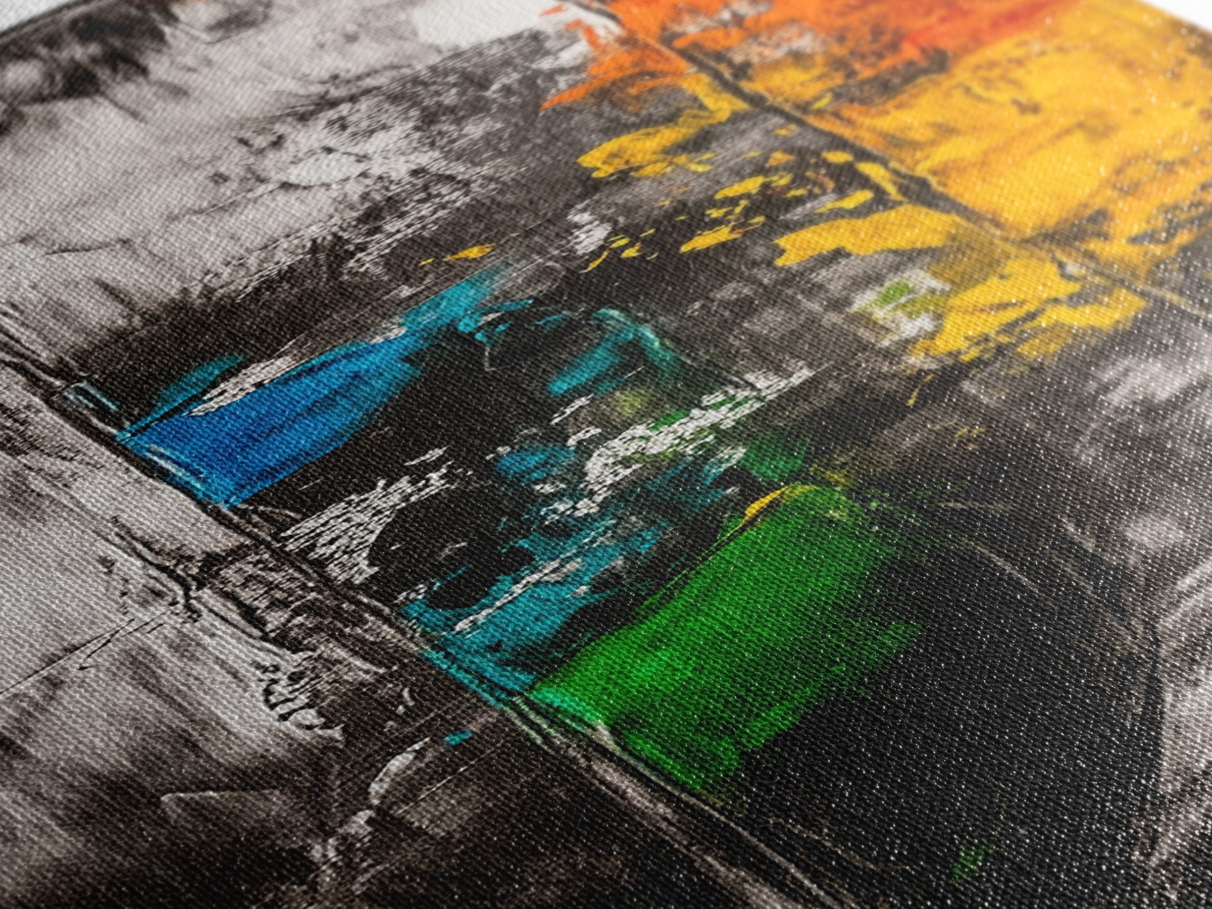 Color Block, Abstract Expressionist Art, Geometric Painting, Bold Textured Canvas, Vibrant Aesthetic, Statement Piece, Framed Canvas Print