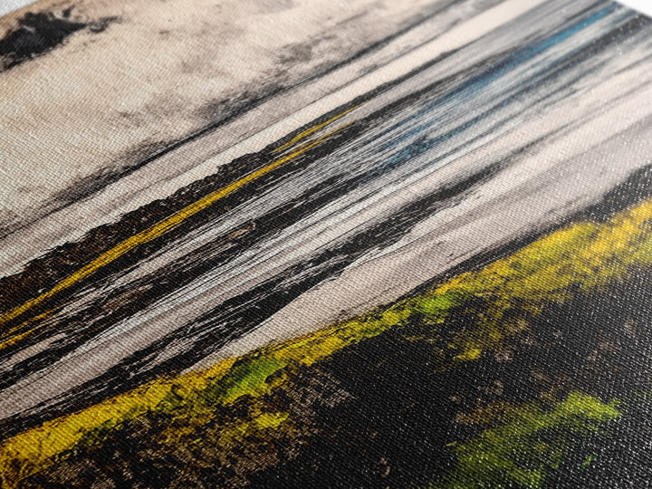 Coastal Landscape, Golden Grass, Cliffside View, Framed Canvas Print, Nature Wall Art, Ocean Inspired Decor, Rustic Home Art