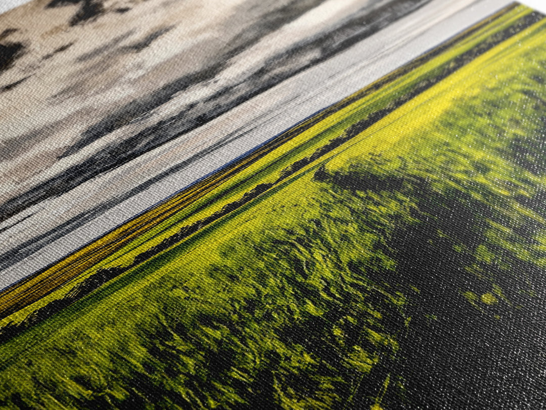 Rolling Fields, Green Landscape Painting, Farmhouse Wall Art, Nature Artwork, Rustic Home Decor, Country Living Room Art, Canvas Print