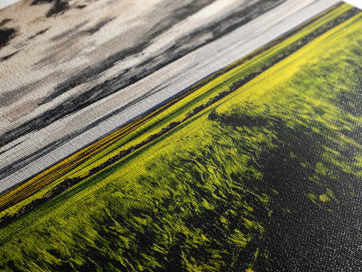 Rolling Fields, Green Landscape Painting, Farmhouse Wall Art, Nature Artwork, Rustic Home Decor, Country Living Room Art, Canvas Print