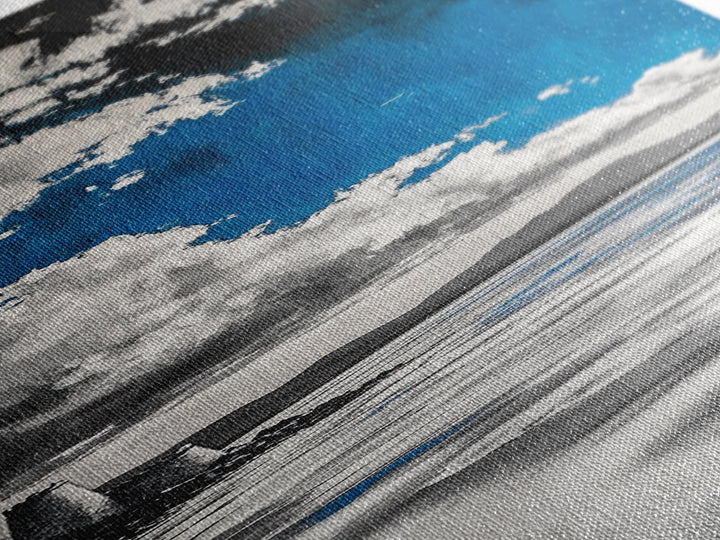 Castle Beach, Coastal Landscape, Blue Sky Painting, Framed Canvas Print, Nautical Decor, Living Room Art, Ocean Lover Gift