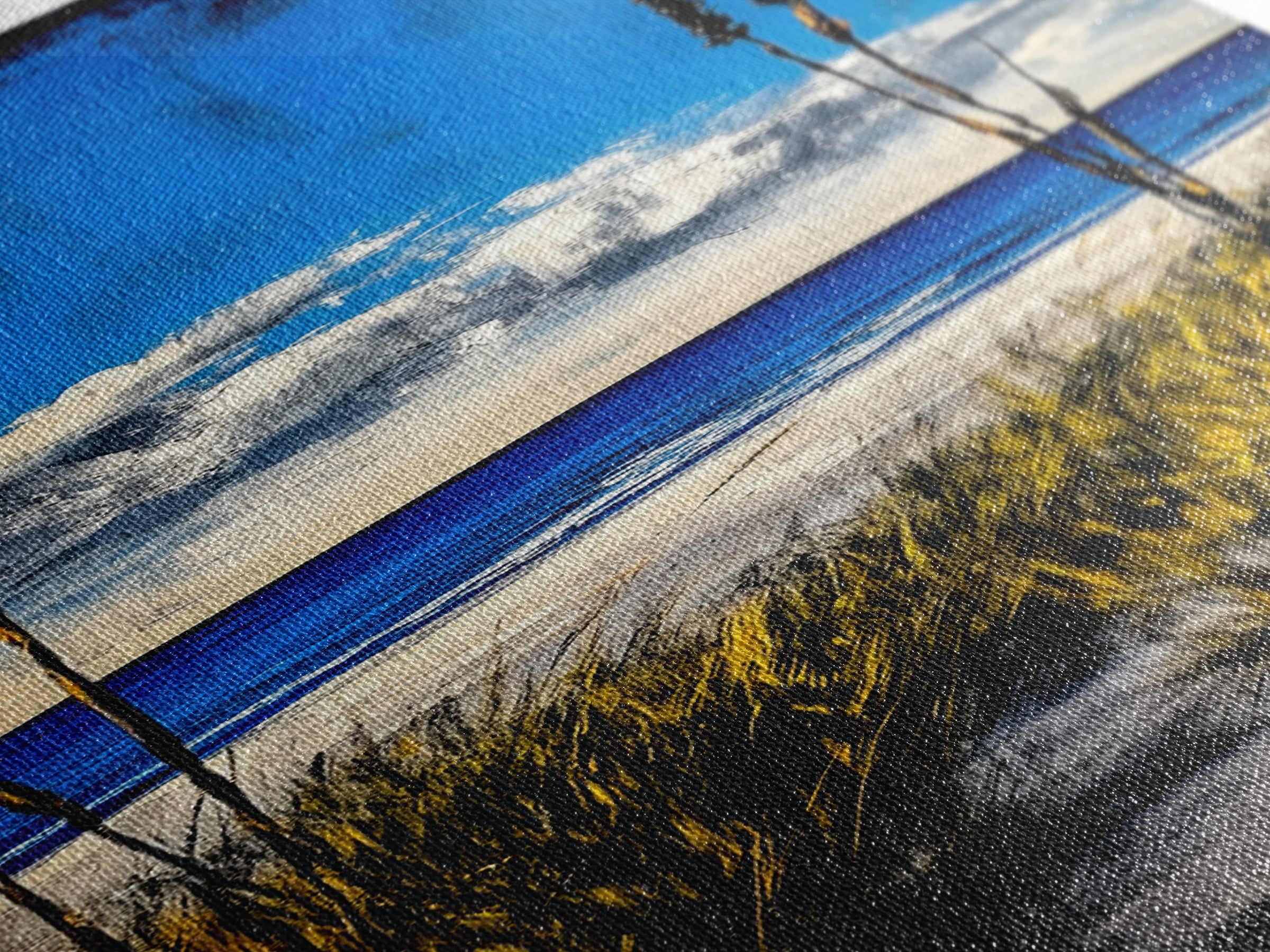 Coastal Dunes, Ocean View, Blue Sky, Framed Canvas Print, Beach Wall Art, Nautical Decor, Living Room Wall Art, Seaside Home Decor