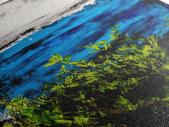 Blue Sea, Green Plants, Ocean View, Canvas Print, Coastal Wall Art, Living Room Art, Nature Inspired Decor, Nautical Beach House Art