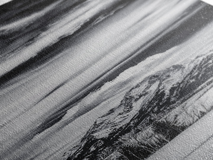 Majestic, Mountain, Black and White, Framed Canvas Print, Sky Photography, Minimalist Wall Art, Home Office Decor, Living Room Artwork