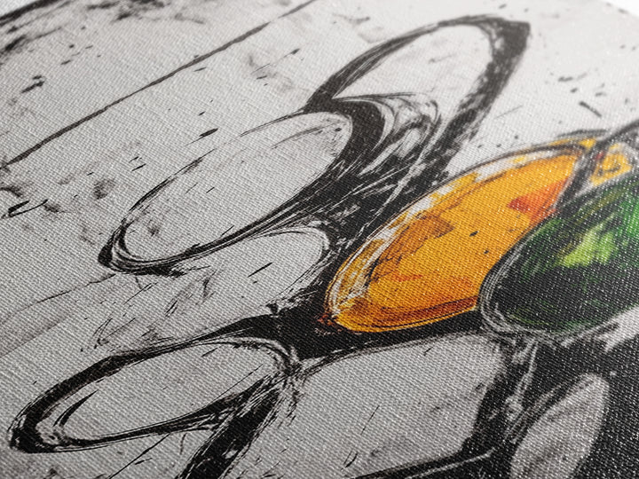 Coffee, Cups, Abstract, Canvas Print, Kitchen Wall Art, Minimalist Coffee Decor, Black and White Modern Art, Cafe Style, Chic Artwork