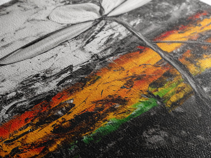 Black and White, Abstract Flower, Textured Modern, Framed Canvas Print, Minimalist Wall Art, Monochrome Decor, Office Artwork