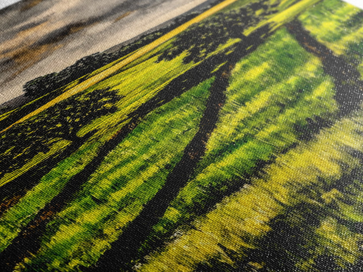 Rolling Fields, Nature Painting, Green Landscape, Framed Canvas Print, Country Wall Art, Rustic Decor, Cozy Living Room Artwork