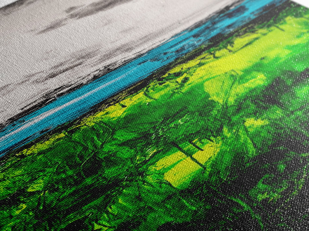 Abstract Greenery, Expressionist Art, Nature Inspired, Framed Canvas Print, Botanical Art, Contemporary Home Decor, Living Room Artwork