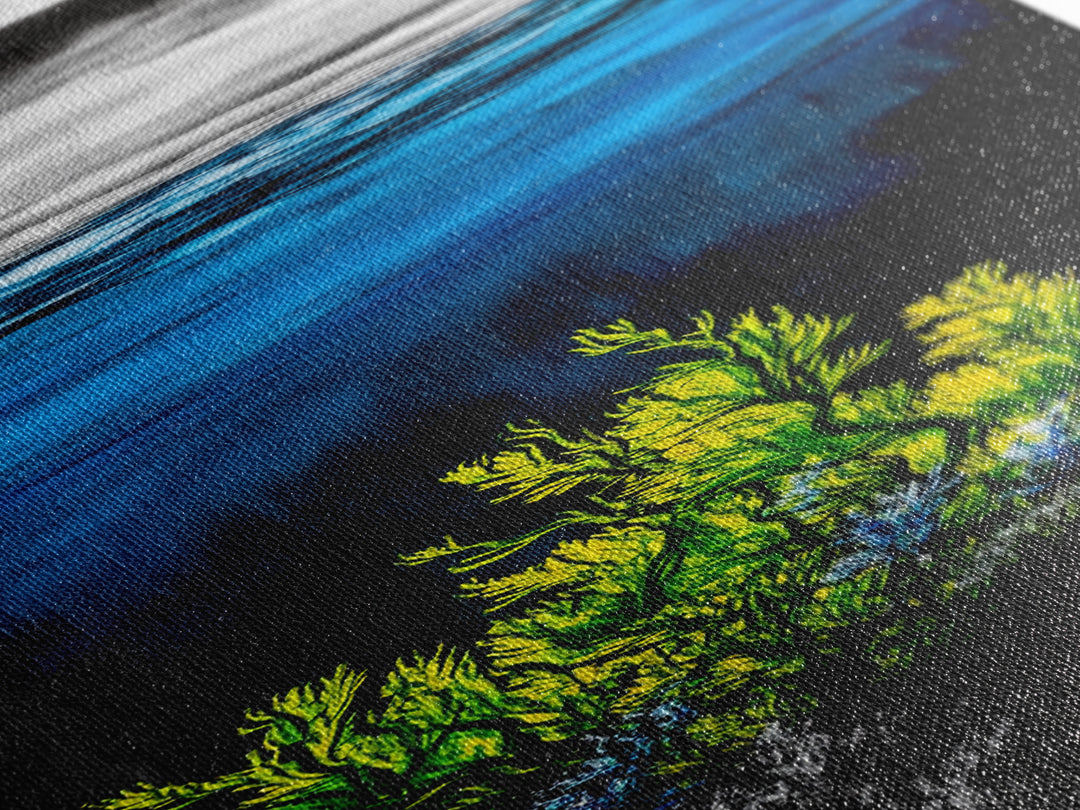 Deep Sea, Blue Water, Ocean Waves, Underwater Scene, Framed Canvas Print, Nautical Wall Art, Bathroom Art, Coastal Home Decor