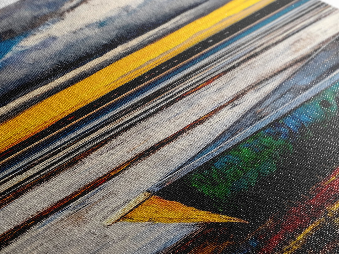 Boat on Shore, Sunset Painting, Coastal Decor, Nautical Wall Art, Framed Canvas Print, Living Room Art, Rustic Seascape, Ocean Scene