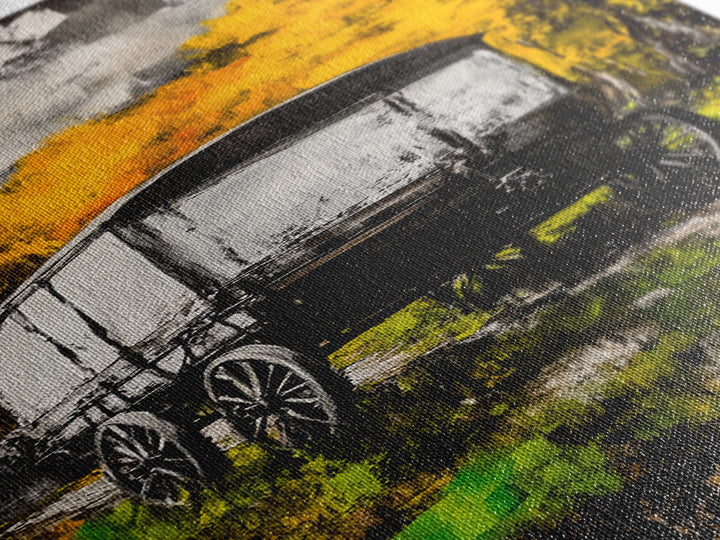 Autumn Wagon, Rustic Decor, Western Art, Framed Canvas Print, Wagon Painting, Fall Wall Art, Country Farmhouse, Living Room Wall Art